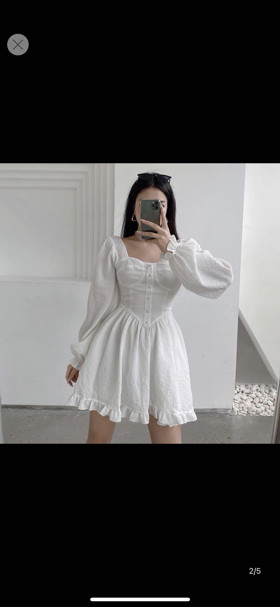 春秋季白色连衣裙