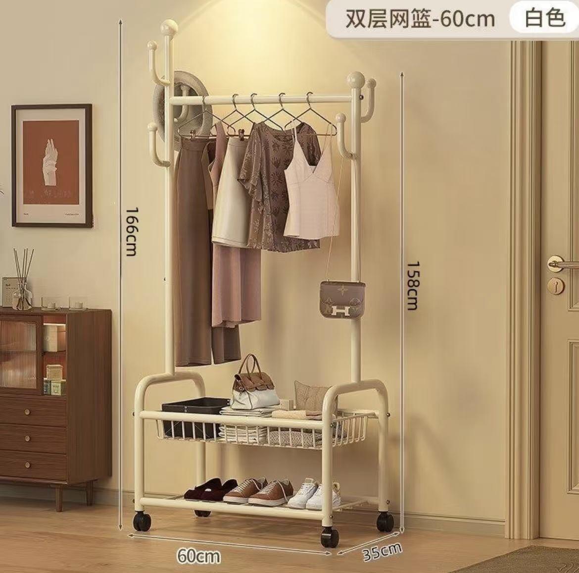 实木床头柜 可移动晾衣架