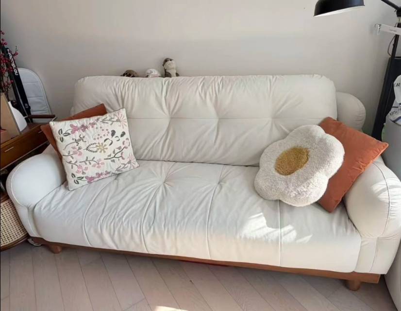 实木奶油风双人沙发