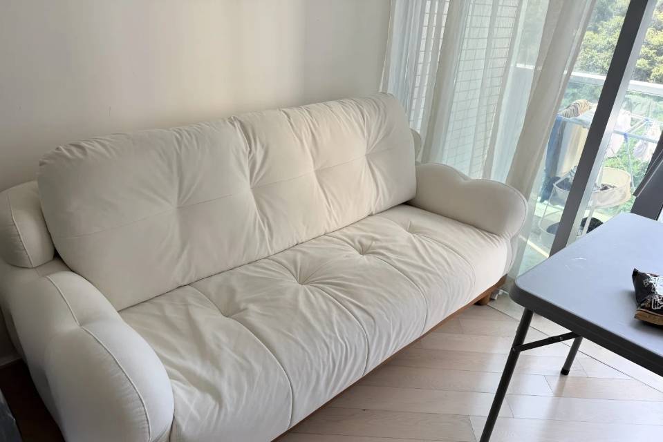 实木奶油风双人沙发