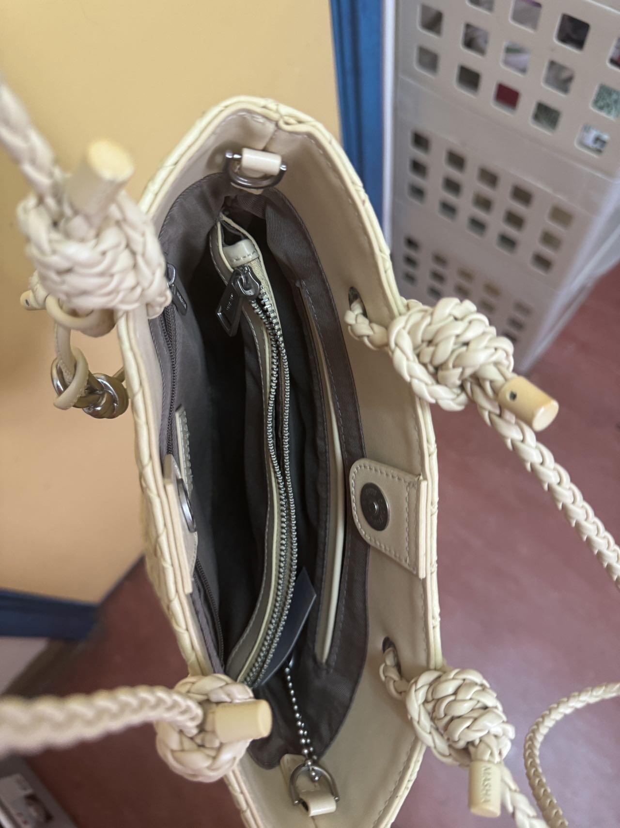 黄色编织皮单肩包，骗子勿扰